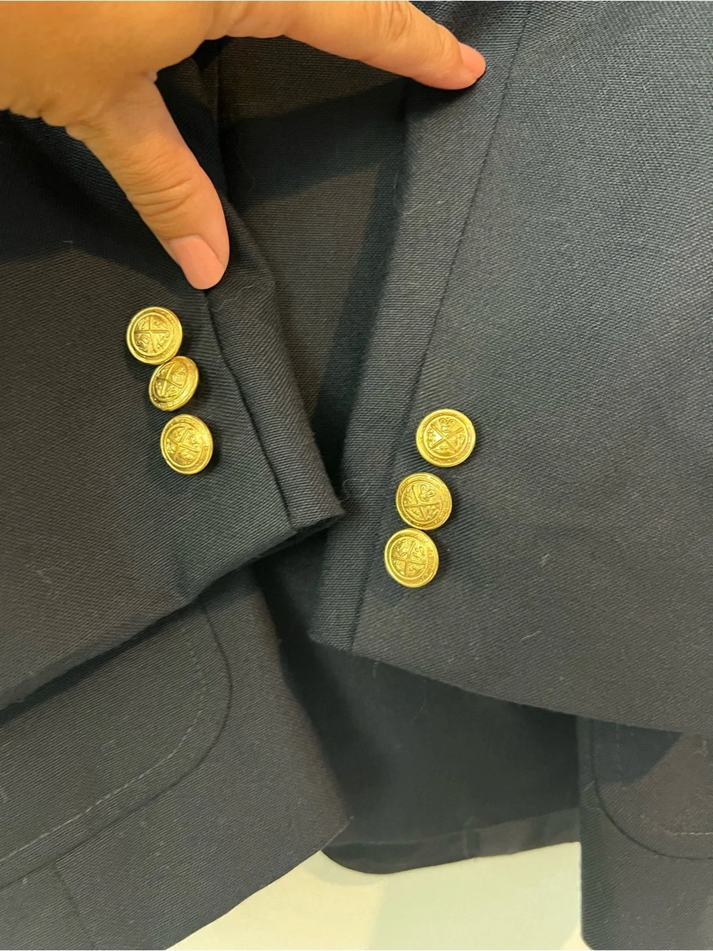 Europa Collection Diffusion Navy Blazer with Gold Buttons 38R tag 20R wool EUC